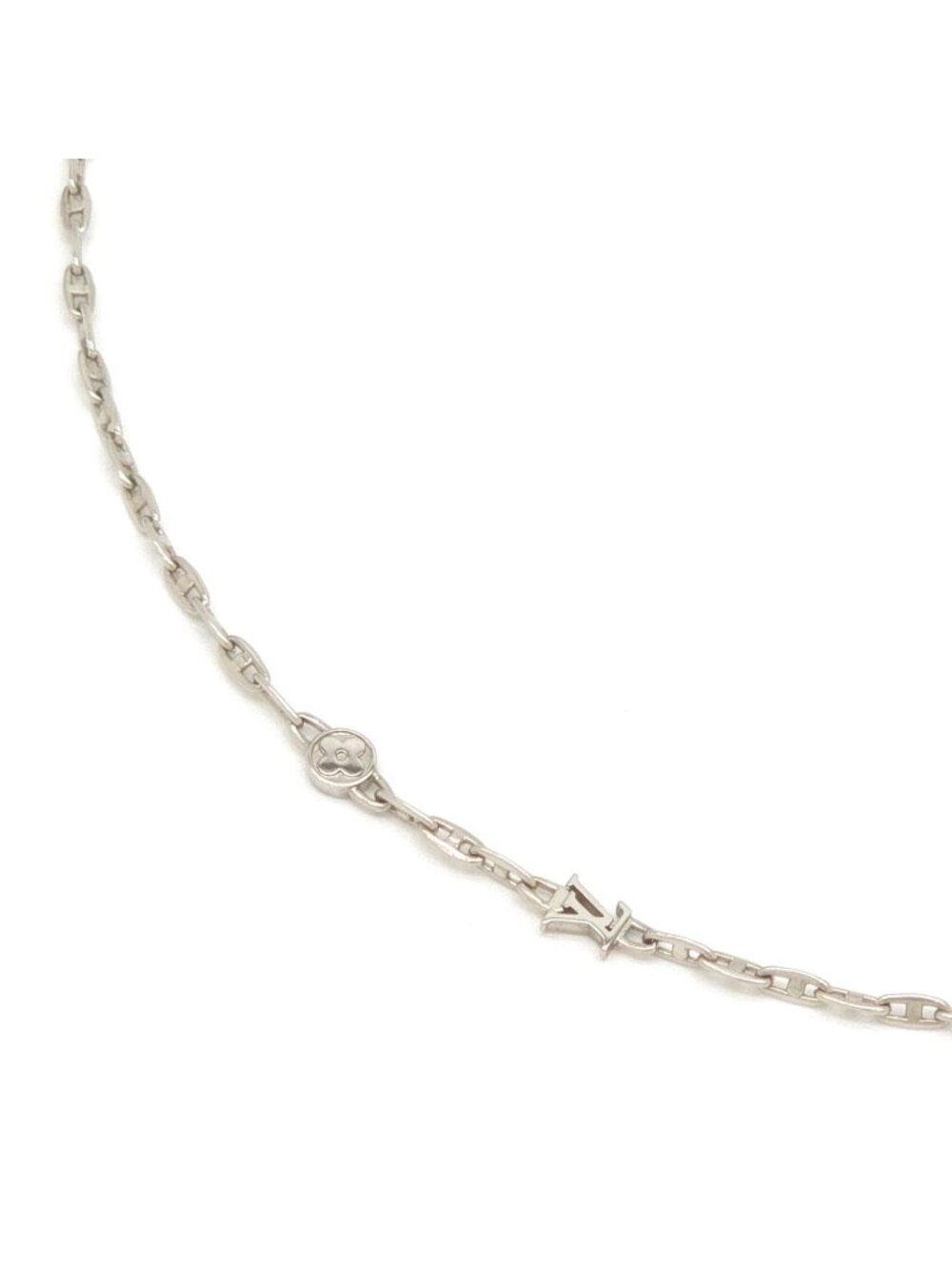 Louis Vuitton Necklace LV Speed Silver Colored Metal Length 59.8 LV Signature